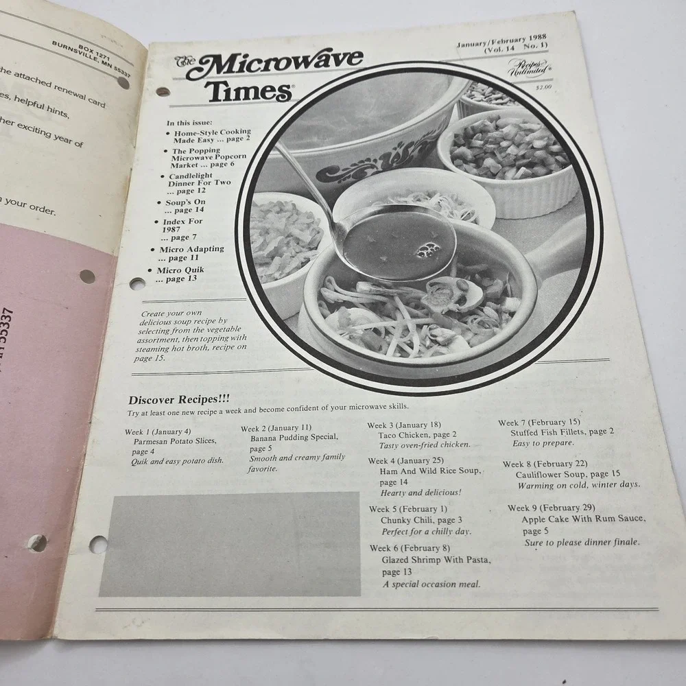 Vintage The Microwave Times Magazine Jan Feb 1988 Microwave Cooking Recipes Retr